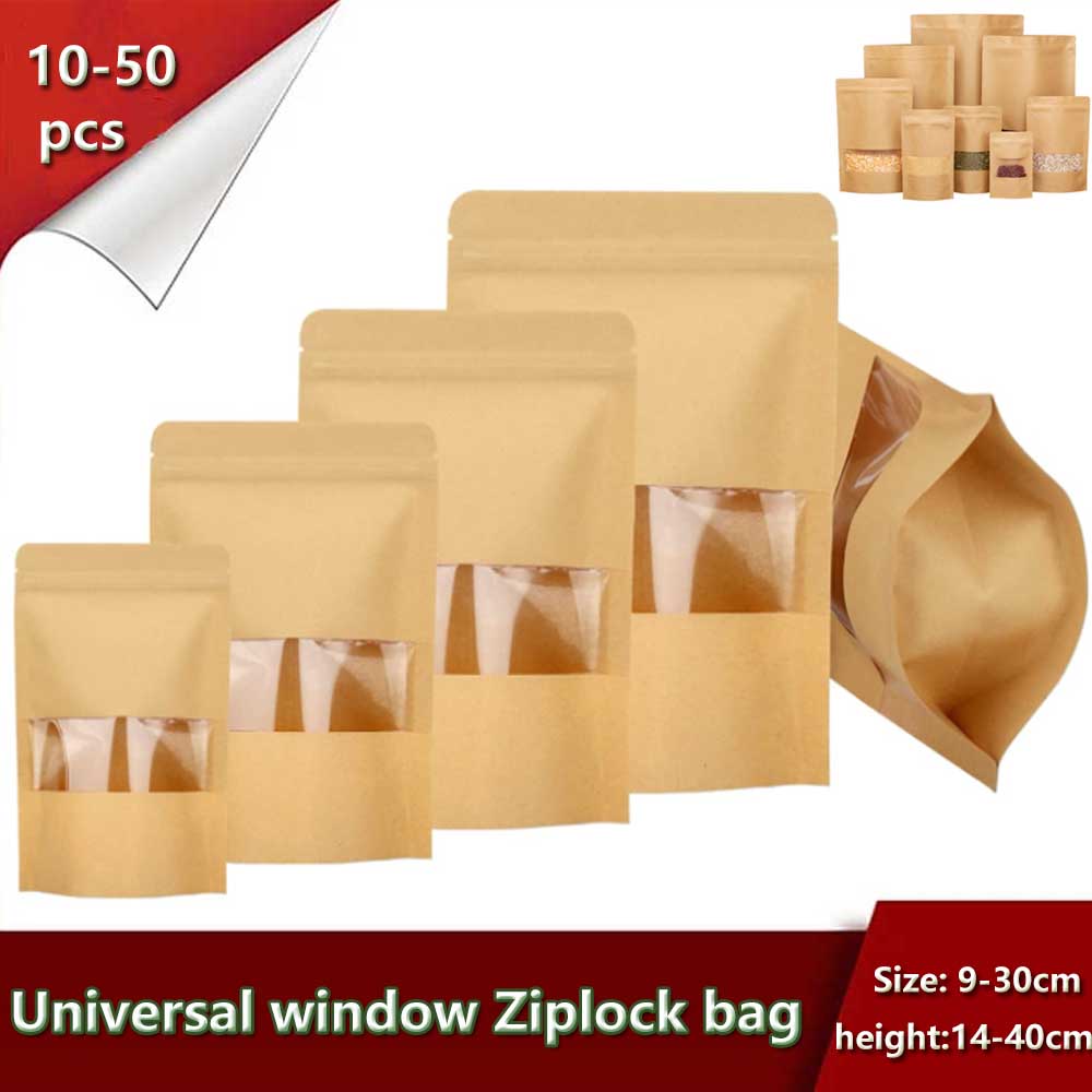 Food Like Snacks - 10-50szt Upright Seal Bone Zipper Kraft