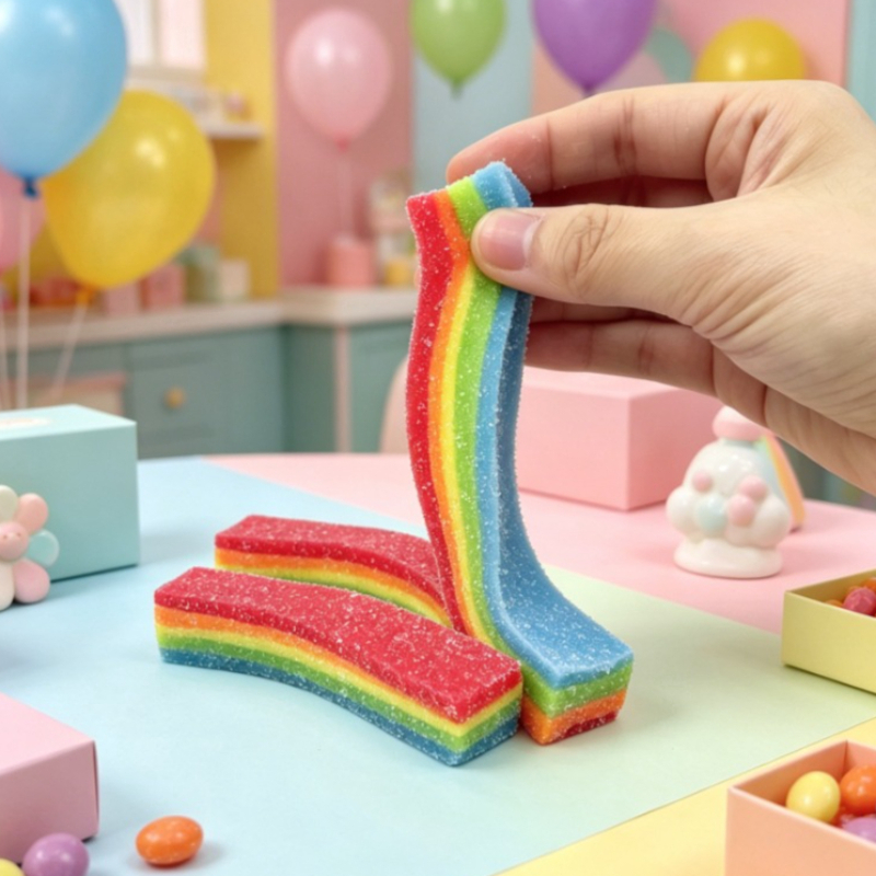 Miękka tęczowa piłka antystres – Candy Sour Strip recenzja i cena